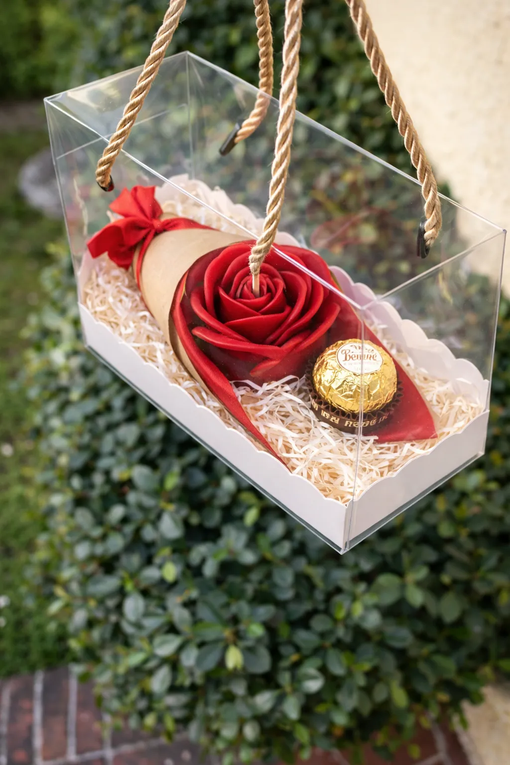 Individual Candle Rose with Chocolate
